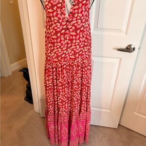 Spell Red Floral Maxi Dress Medium EC